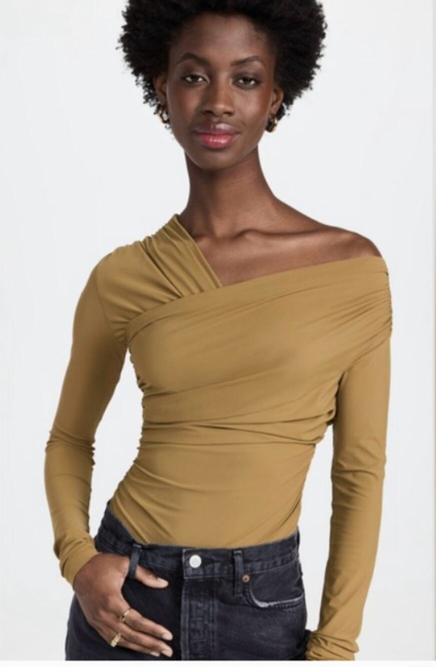 GOLDSIGN Fonteyn Olive Green Bodysuit Womens New Medium One Piece Cutout